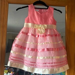 Bonnie Jean Pink and Cream Striped Formal Dress
